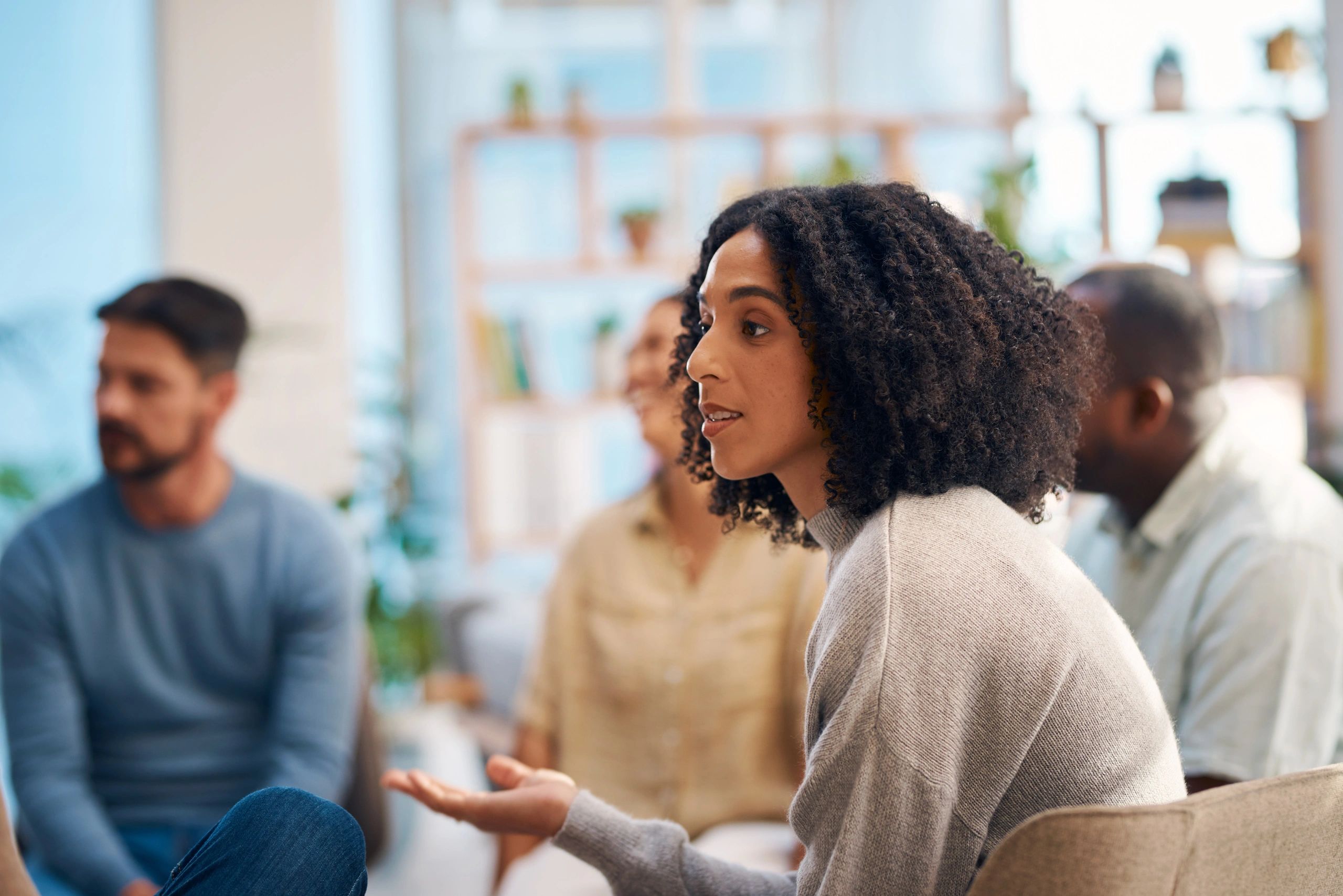 Women participating in a supportive group discussion